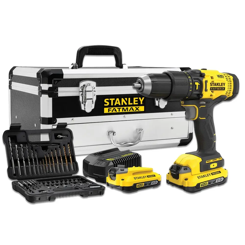 Berbequim 18V +50 Peças +2 Baterias 2Ah + Carregador + Caixa de Ferramentas STANLEY® SFMCD711D2F-QW
