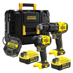 Kit Stanley - Taladro sin escobillas de 20 V + Atornillador de impacto sin escobillas de 20 V SFMCK4