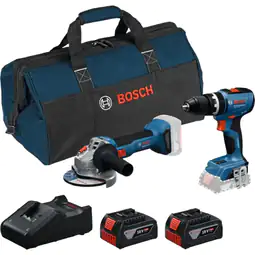 Kit Bosch - Berbequim GSB 18V-65 + Rebarbadora GWS 18V-8 + 2 Baterias 4Ah + Carregador + Saco 