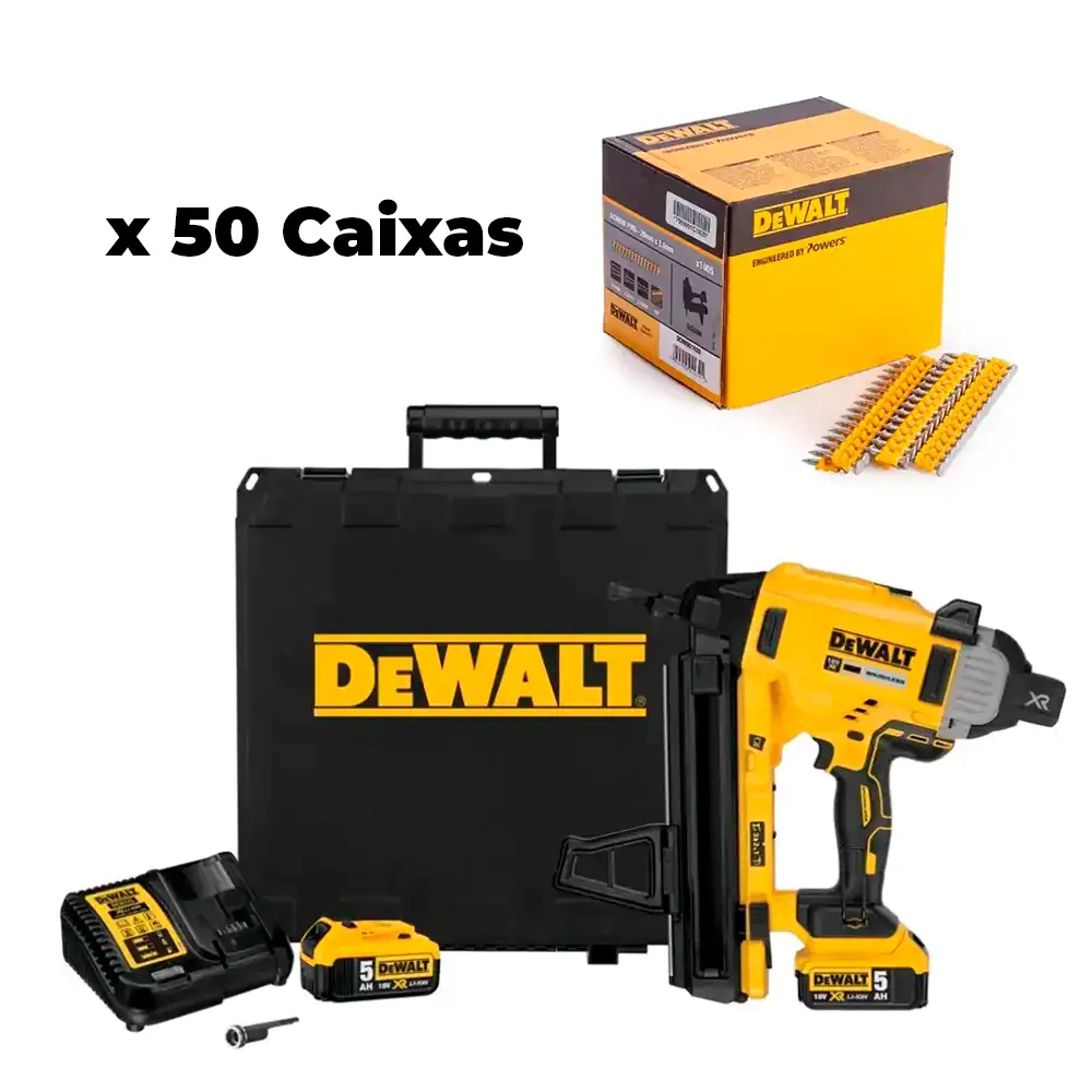 Kit DeWALT - Pregadora Betão S/Escovas + 50 Pregos DCN890P2 DCN8901020