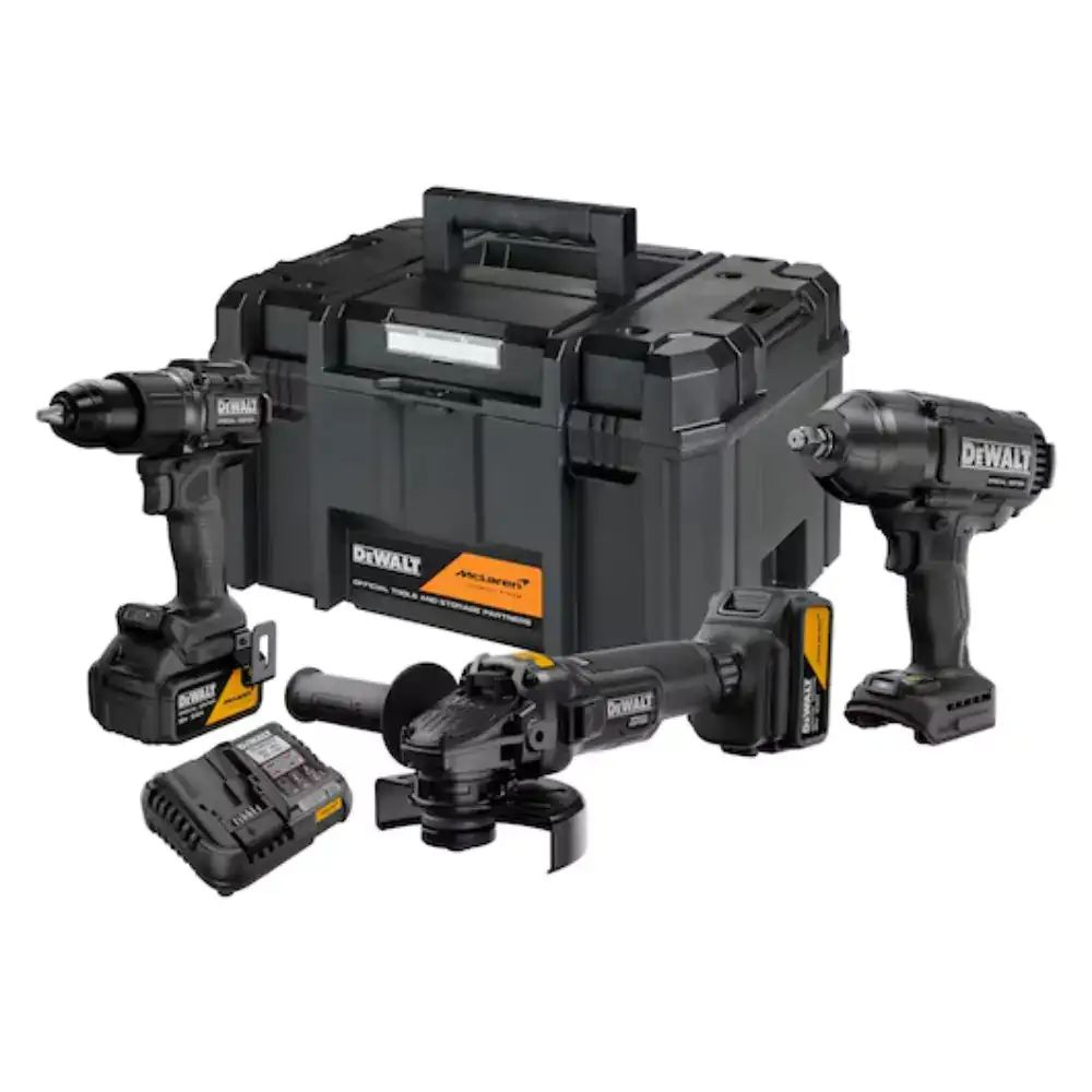 Kit XR 18V Dewalt x McLaren Berbequim + Rebarbadora + Chave de Impacto + 2 Baterias 5Ah + Mala TSTAK