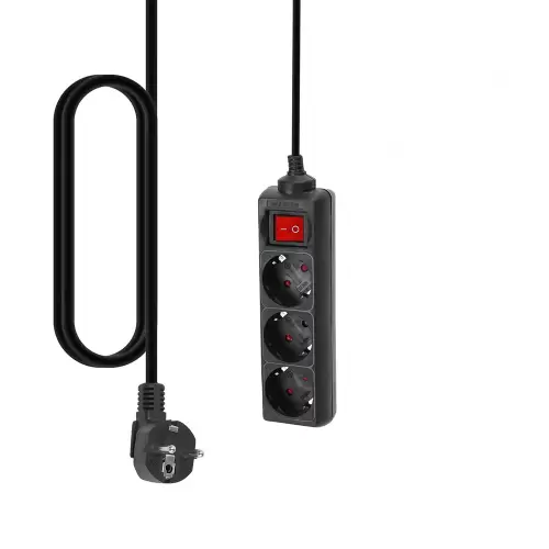 Three-Outlet Extension Cord with Main Switch, 3m