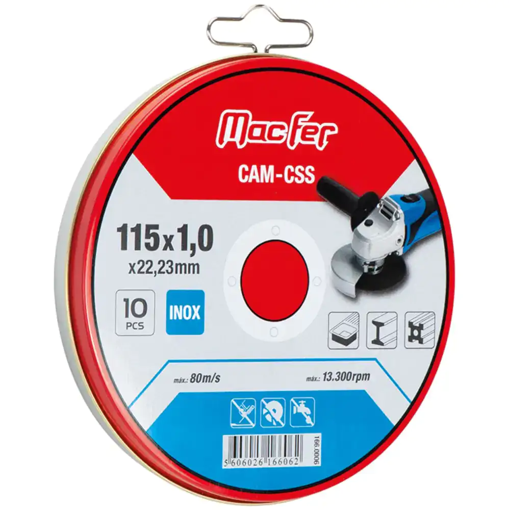 MacFer Stainless Steel Abrasive Disc Pack 115x1x22.23mm (10 pieces)