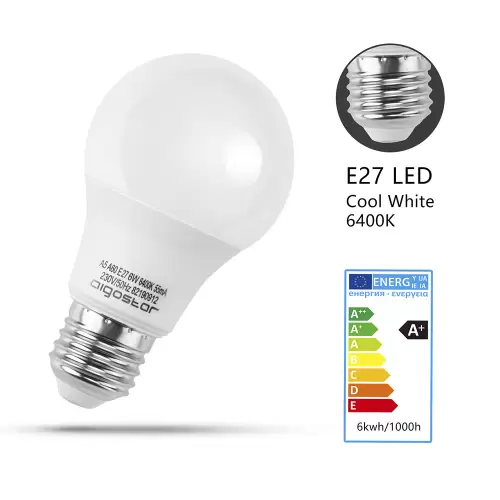 Bombilla LED E27 de 6 W y 6400 K
